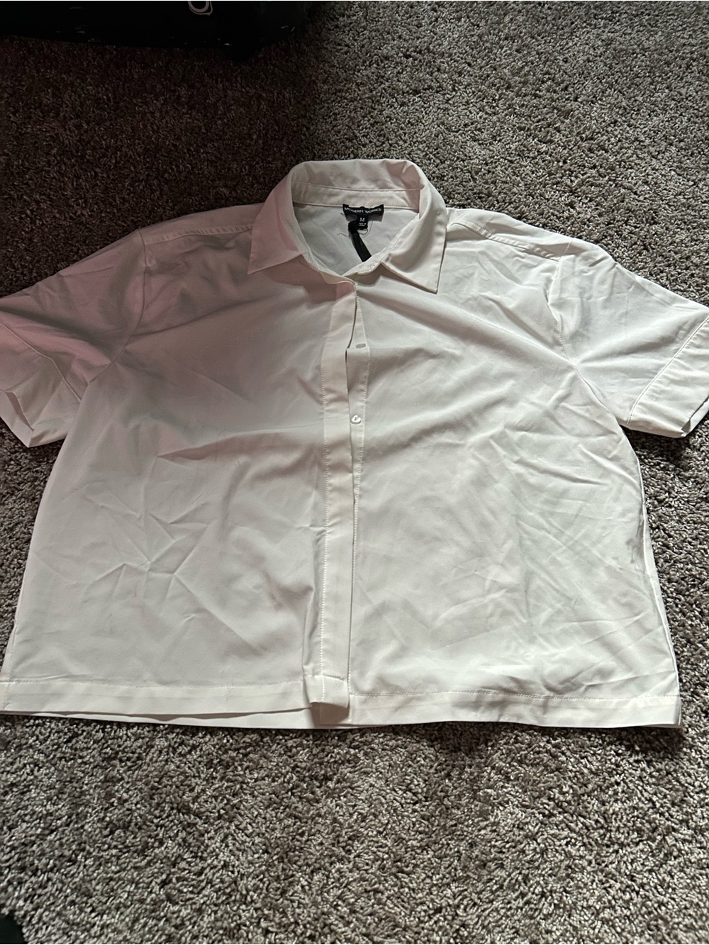 Women's White Short-Sleeve Button Front Blouse